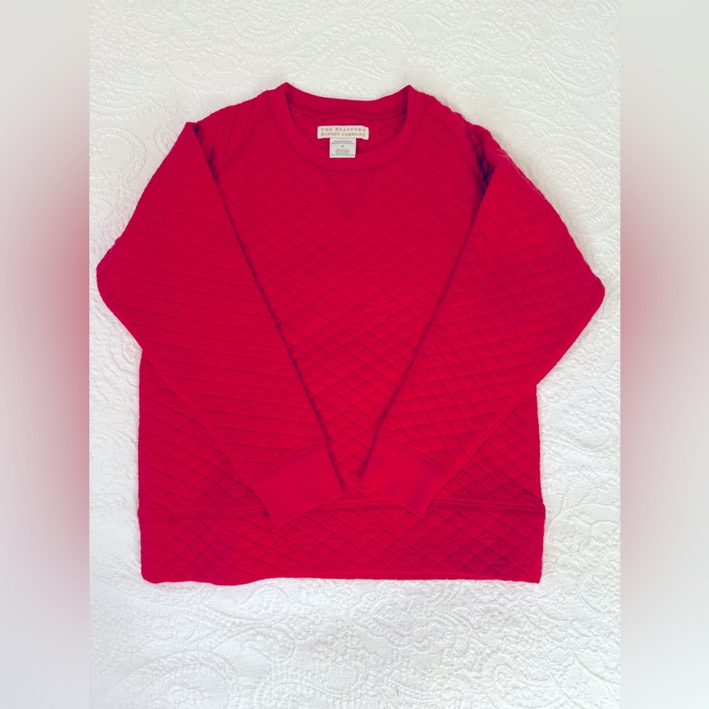 The Beaufort Bonnet Company girls size 6 red quilted sweatshirt.
